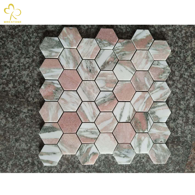 Hersteller von rosa Naturmarmor-Hexagon-Mosaikplatten